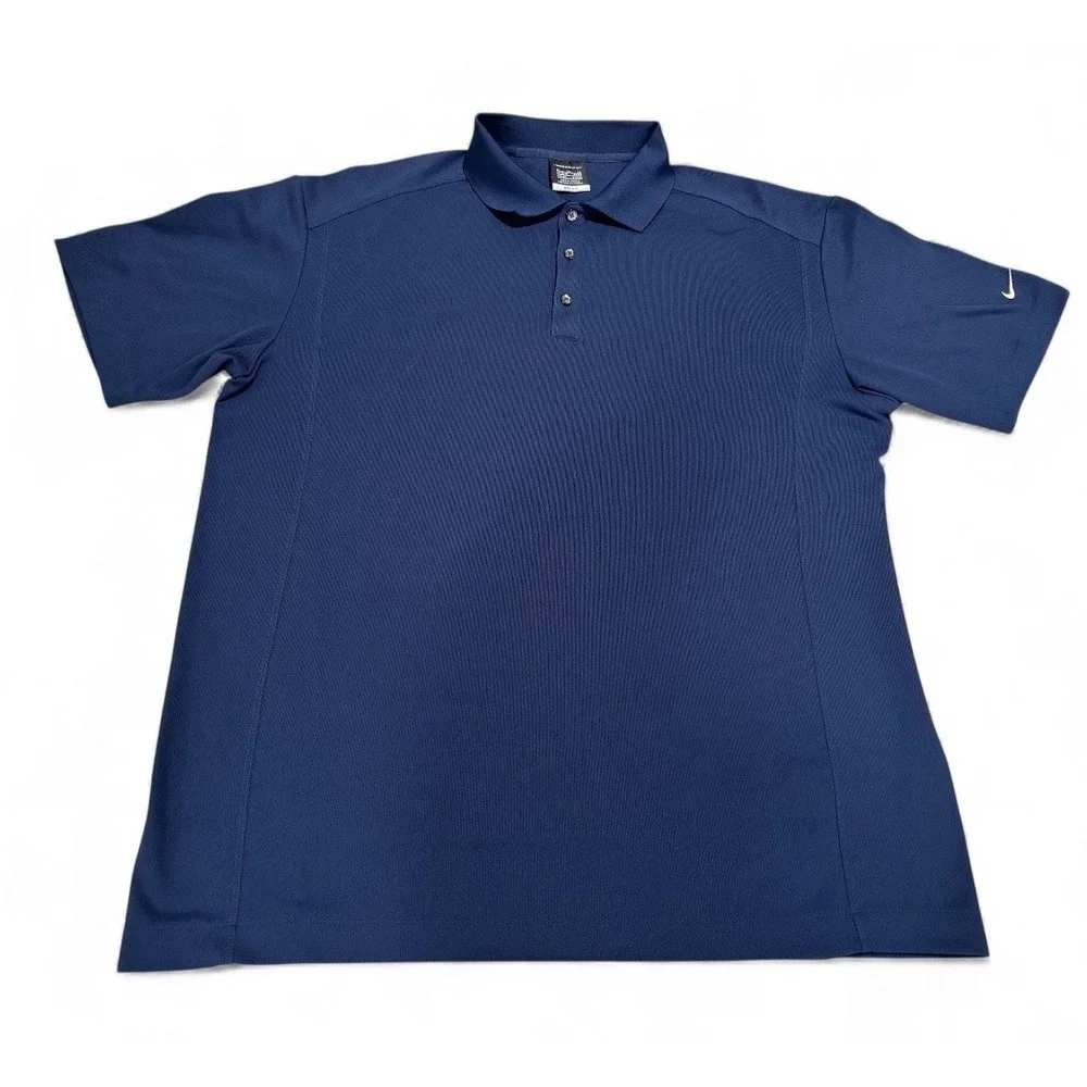Nike Golf Polo Shirt Mens Large Blue Short Sleeve Dri-Fit Golfing Rugby‎ Causal